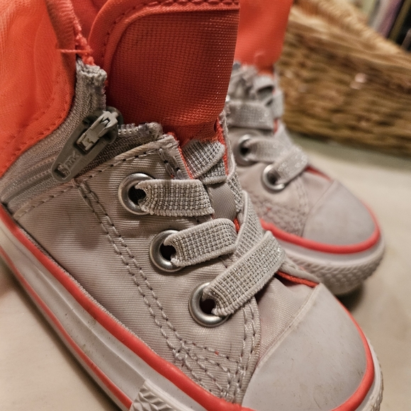 Coverse Chuck Taylor All Star Block Party Orange Neon Tulle and Gray - Picture 4 of 6